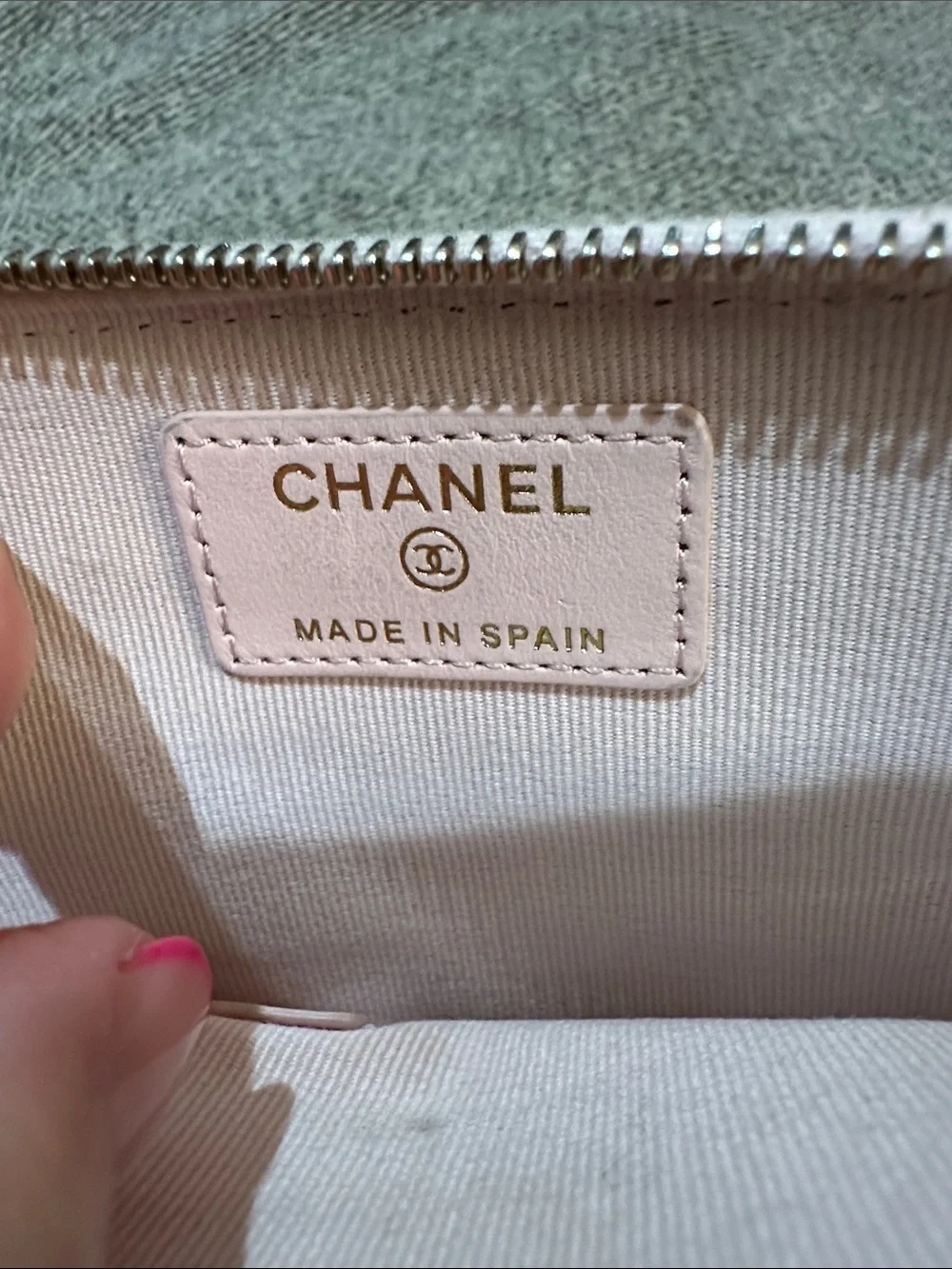 CHANEL Quilted Light Pink Mini Wallet with Crystal CC